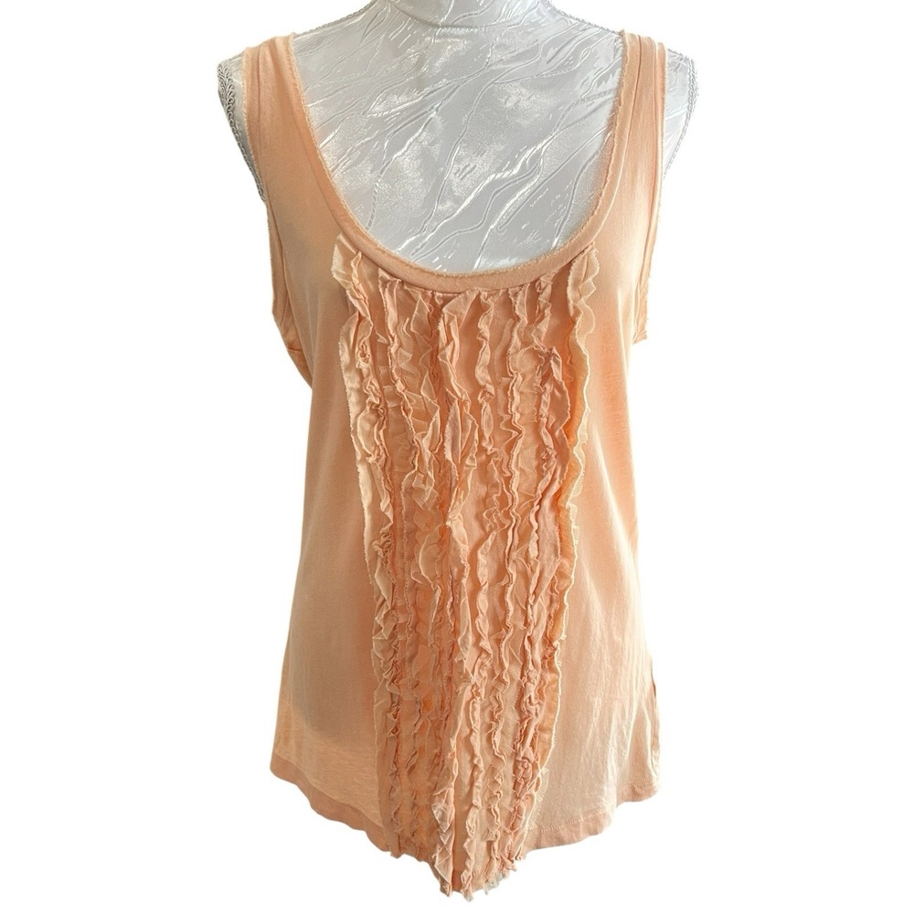 J Crew Sz L Ruffle Tank Top Casual Everyday Scoop Neck Boho Indie Festival NEW